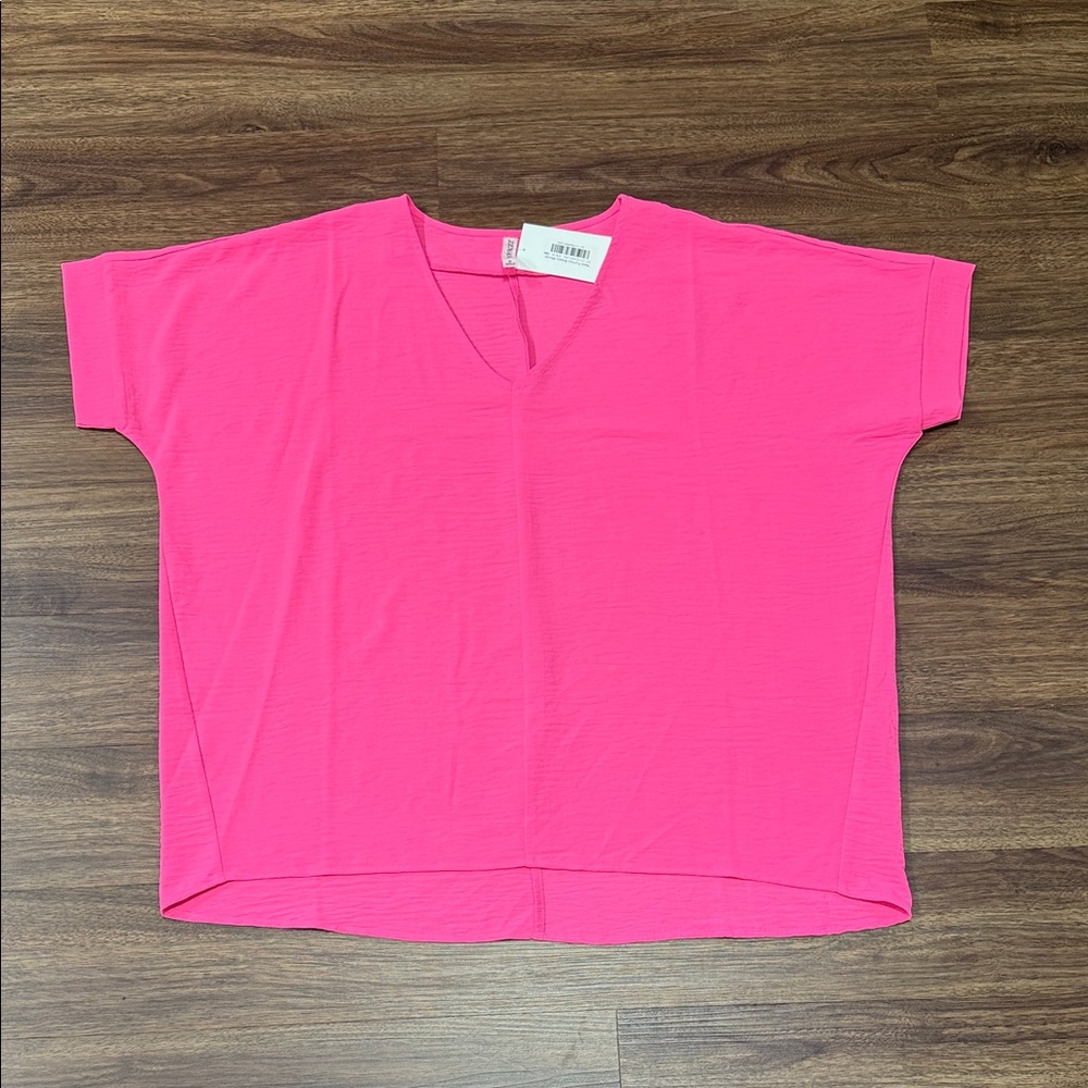 Zenana Neon Fuchsia Breezy Blouse-BNWT